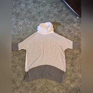 White House Black Market Gray and White Cowl Neck Sweater (Set With Pants)
